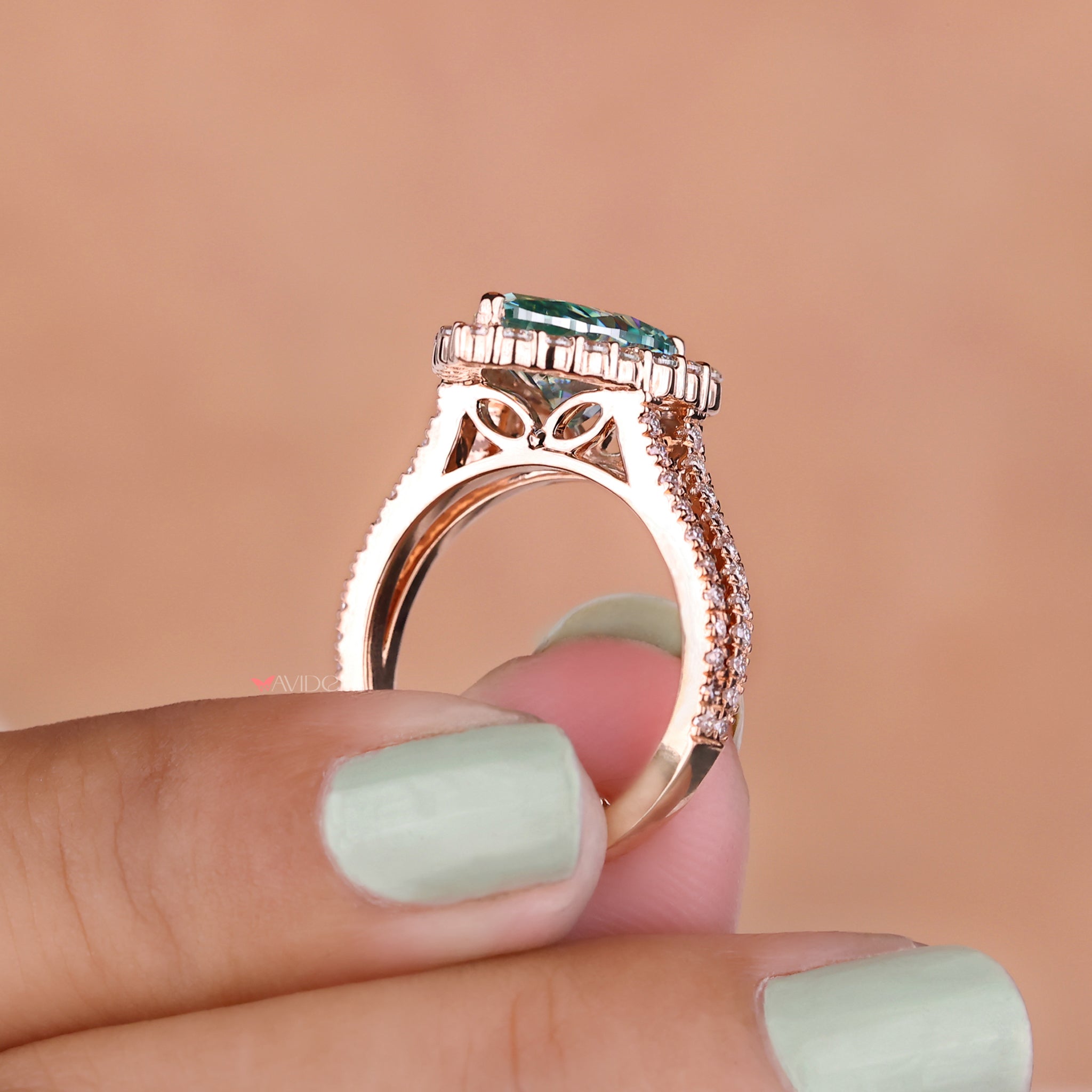 Rose gold engagement ring, moissanite engagement ring, moissanite gold ring