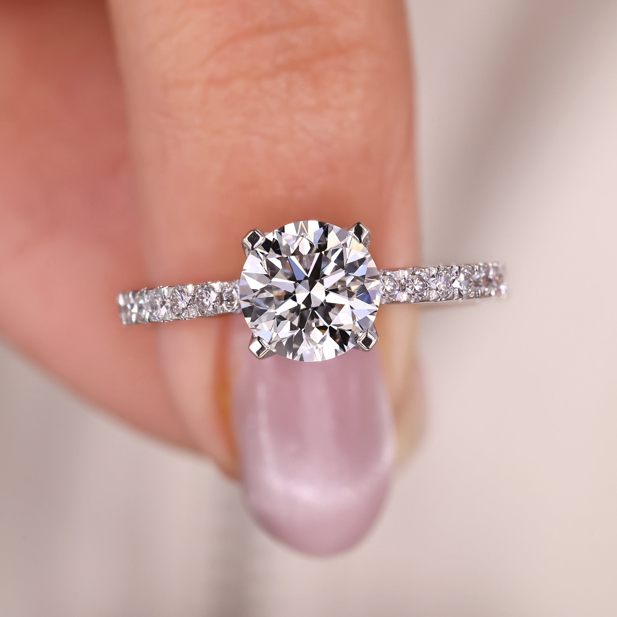 Round Diamond Engagement Ring With Pave Setting