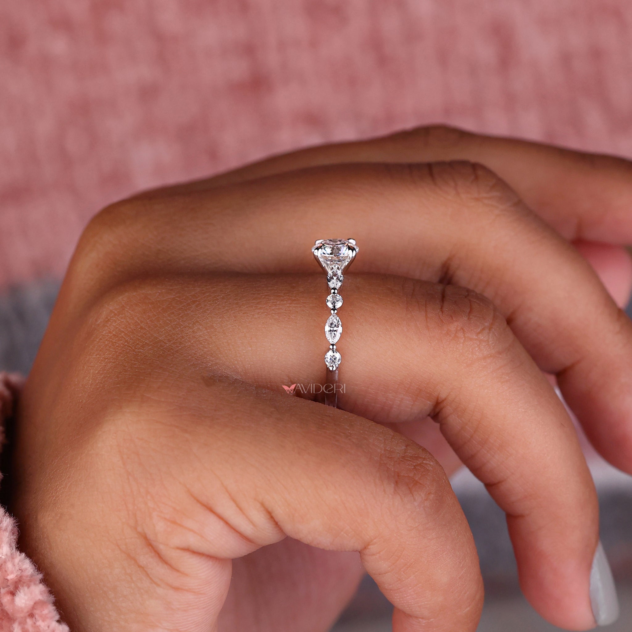 White gold and diamond ring avideri engagement ring round diamond ring