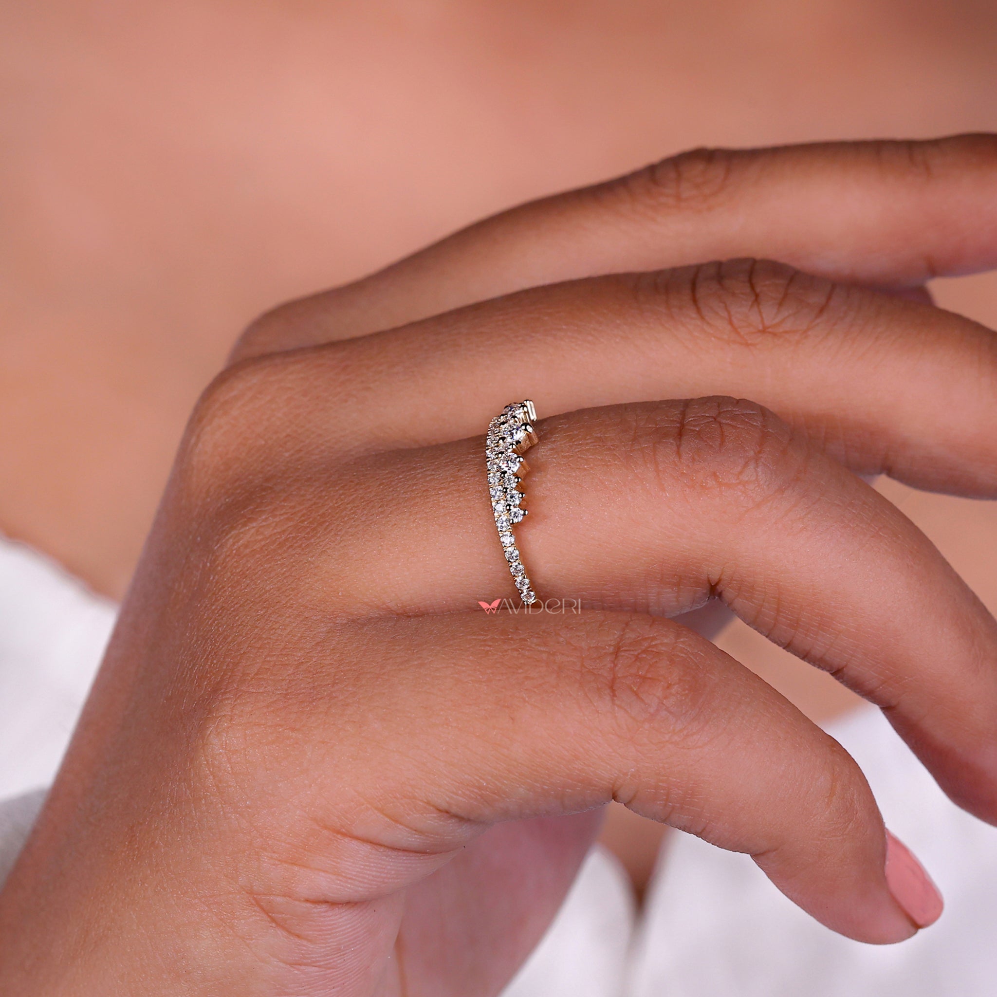 Lab grown half eternity band for modern elegance.