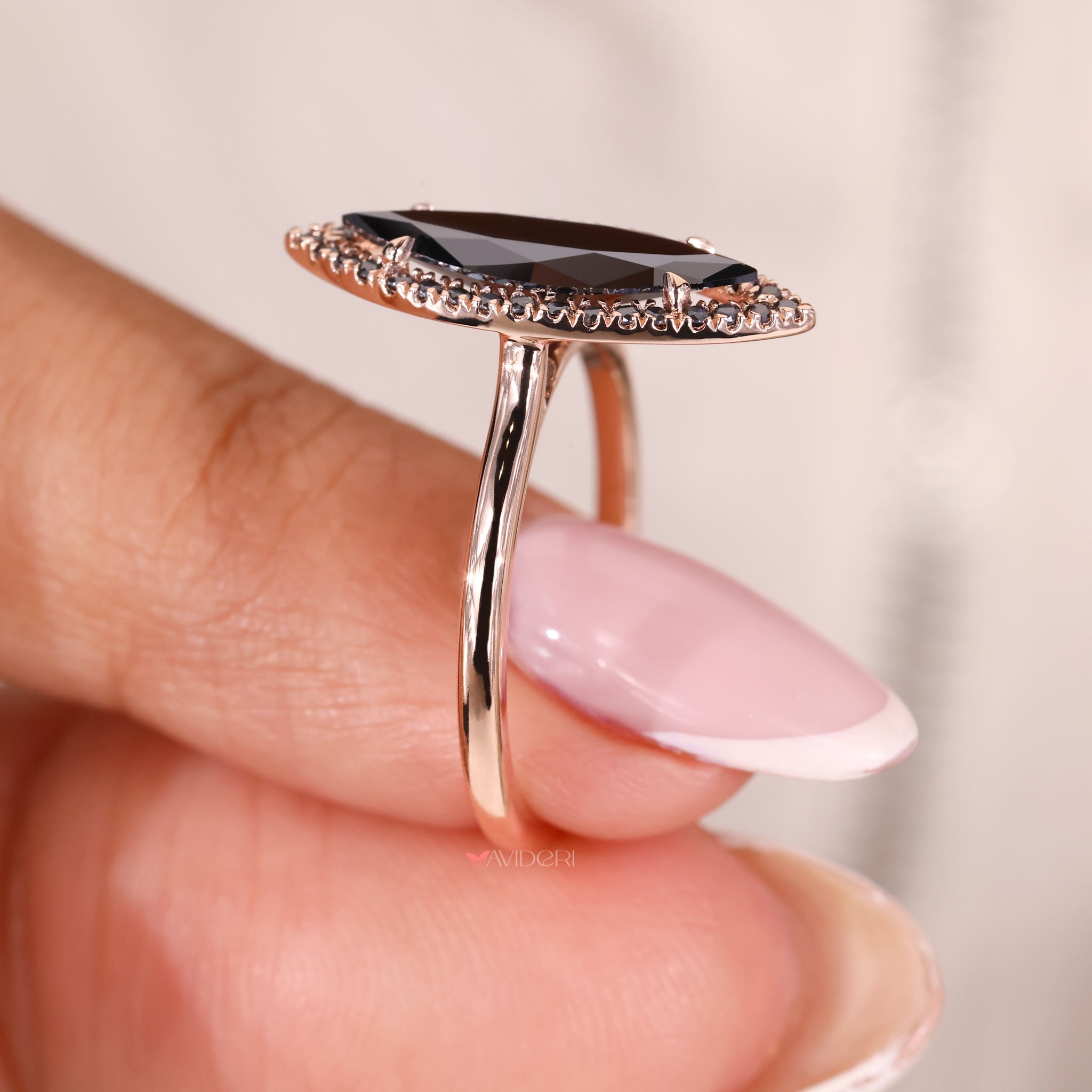 Solitaire setting showcasing a single marquise stone.