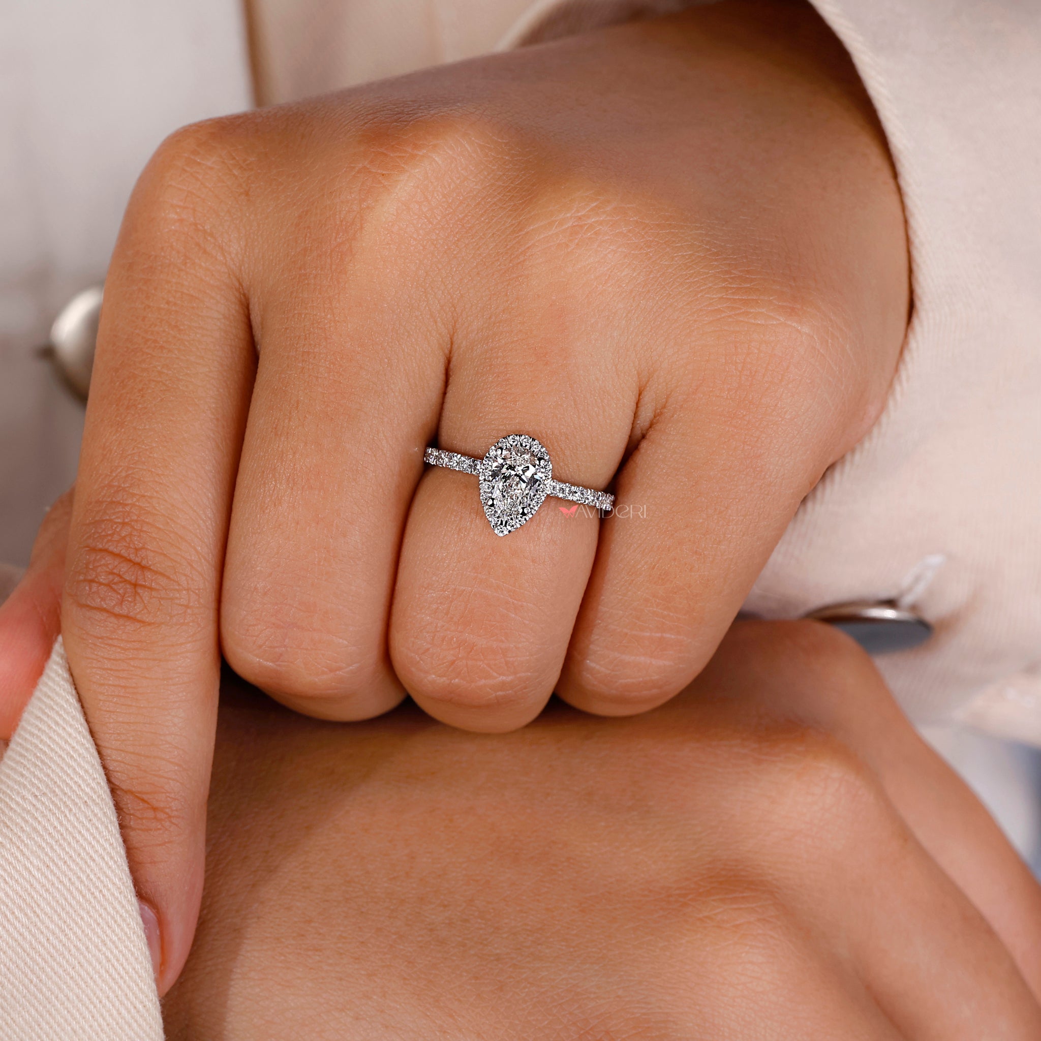 Pave diamond ring featuring a shimmering and intricate design.