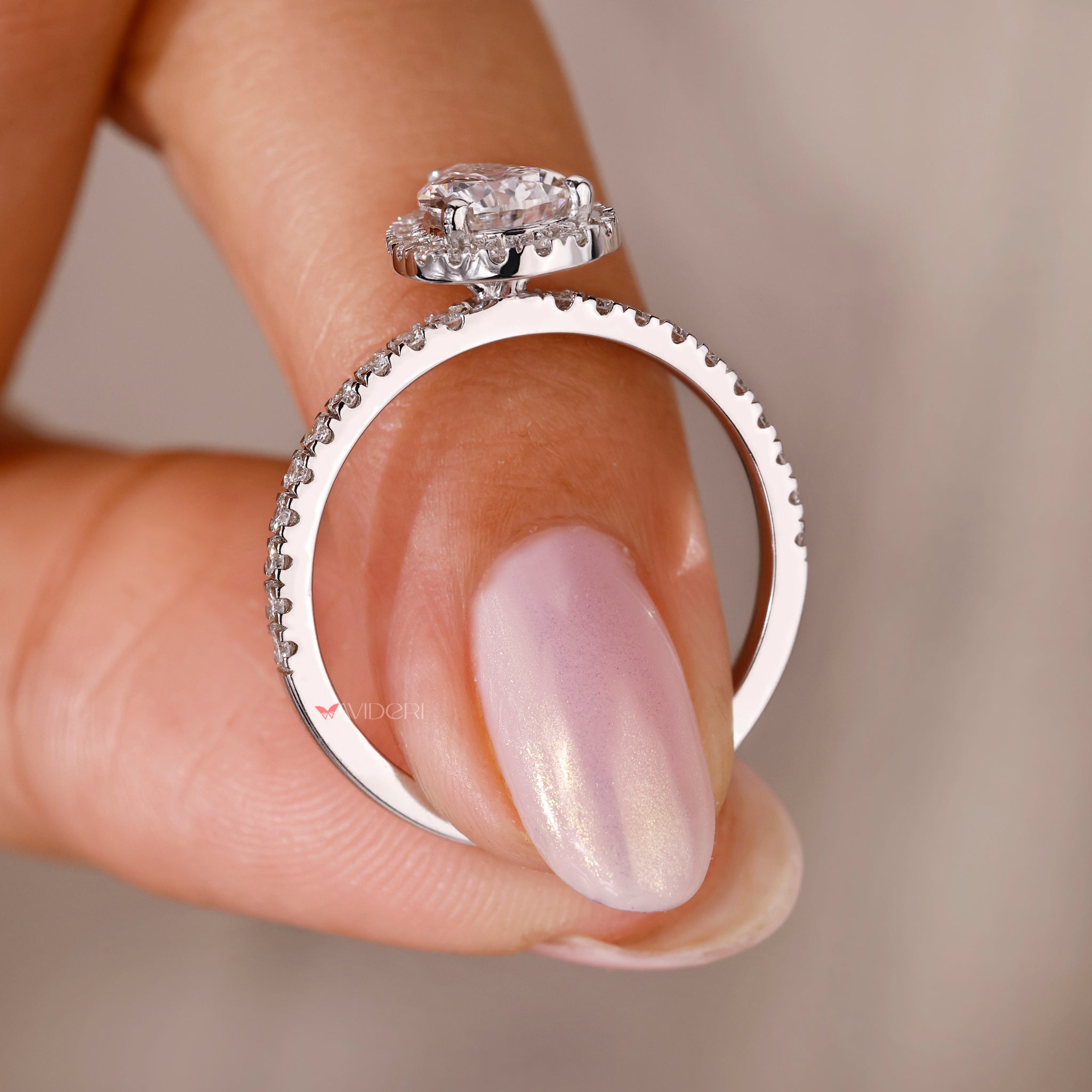 White gold diamond ring designed by Avideri.