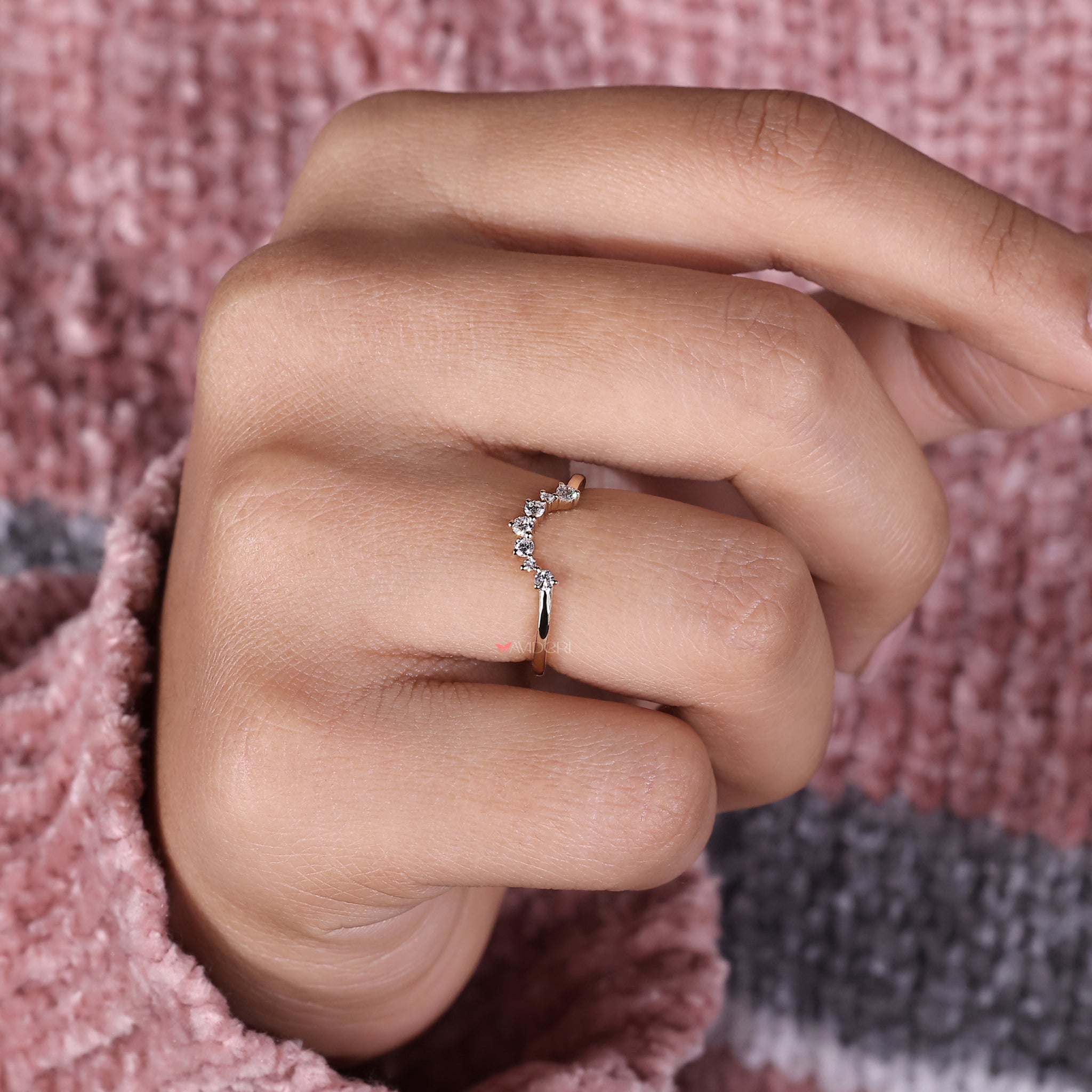 Lab grown diamond band with brilliant sparkle.