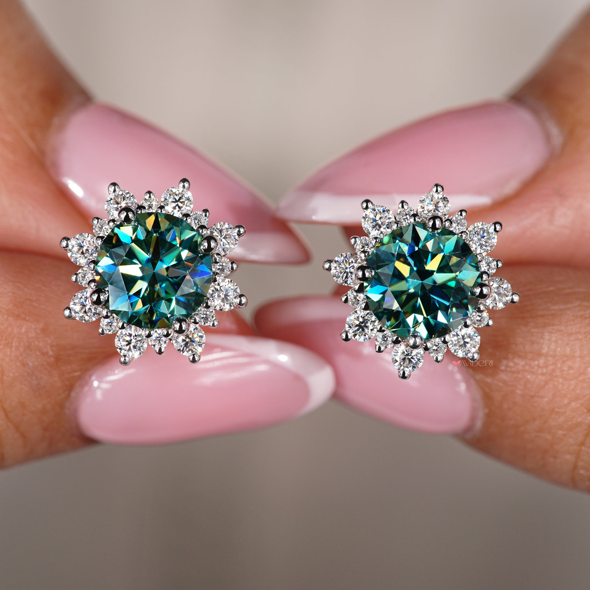 Handmade jewelry showcasing unique white gold stud earrings