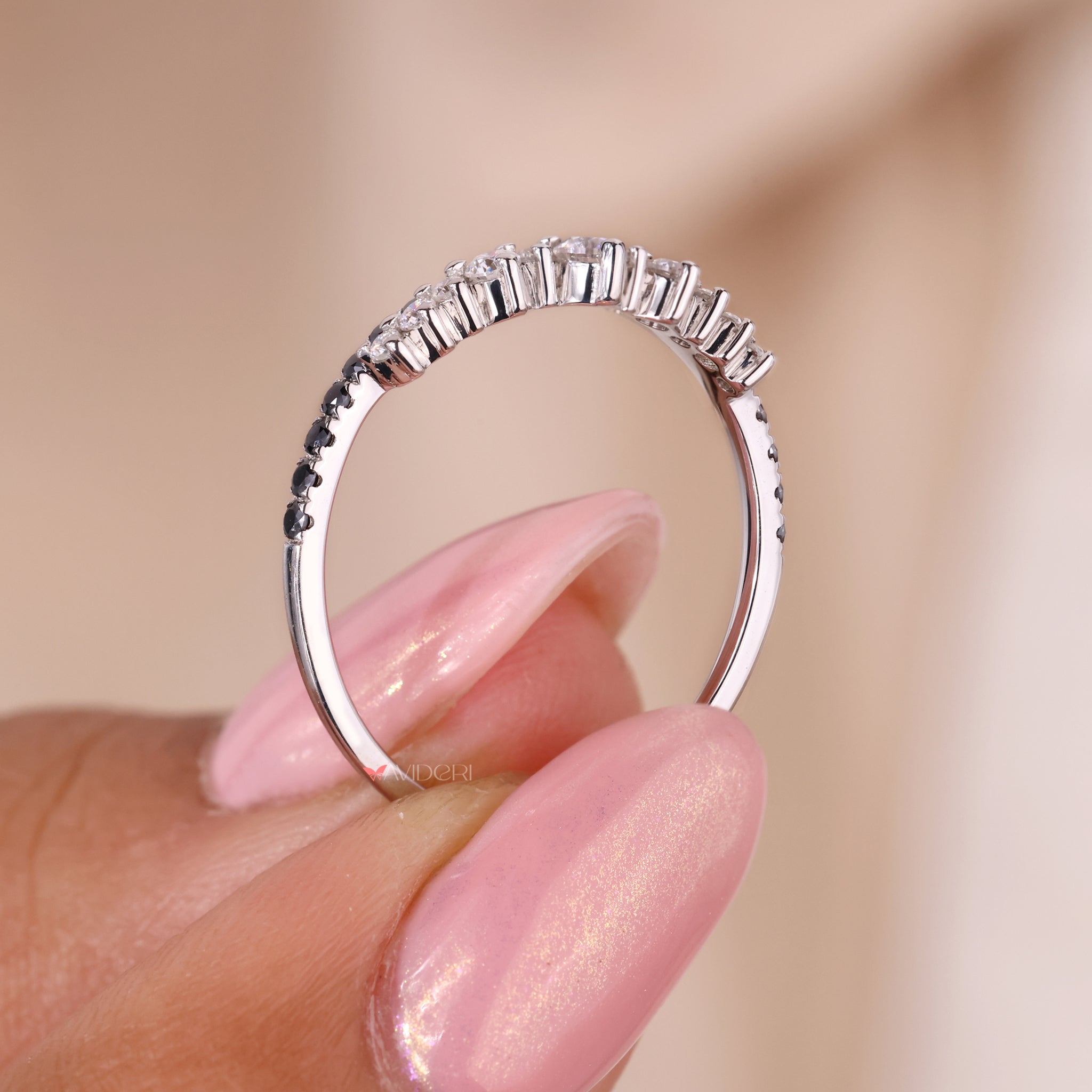 Double side eternity band with round cut eternity band in white gold.