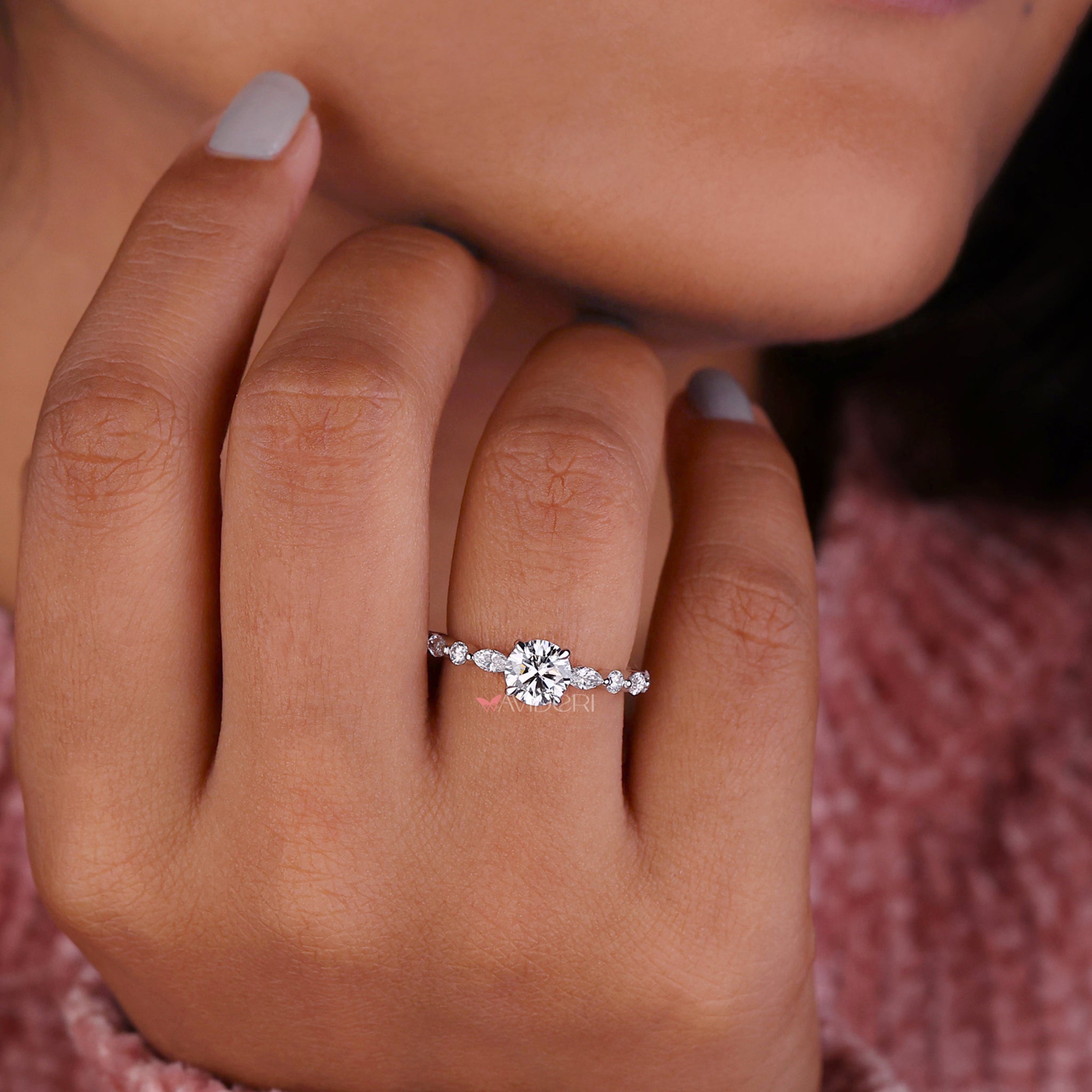 Gold engagement ring avideri ring white gold engagement ring handmade jewelry