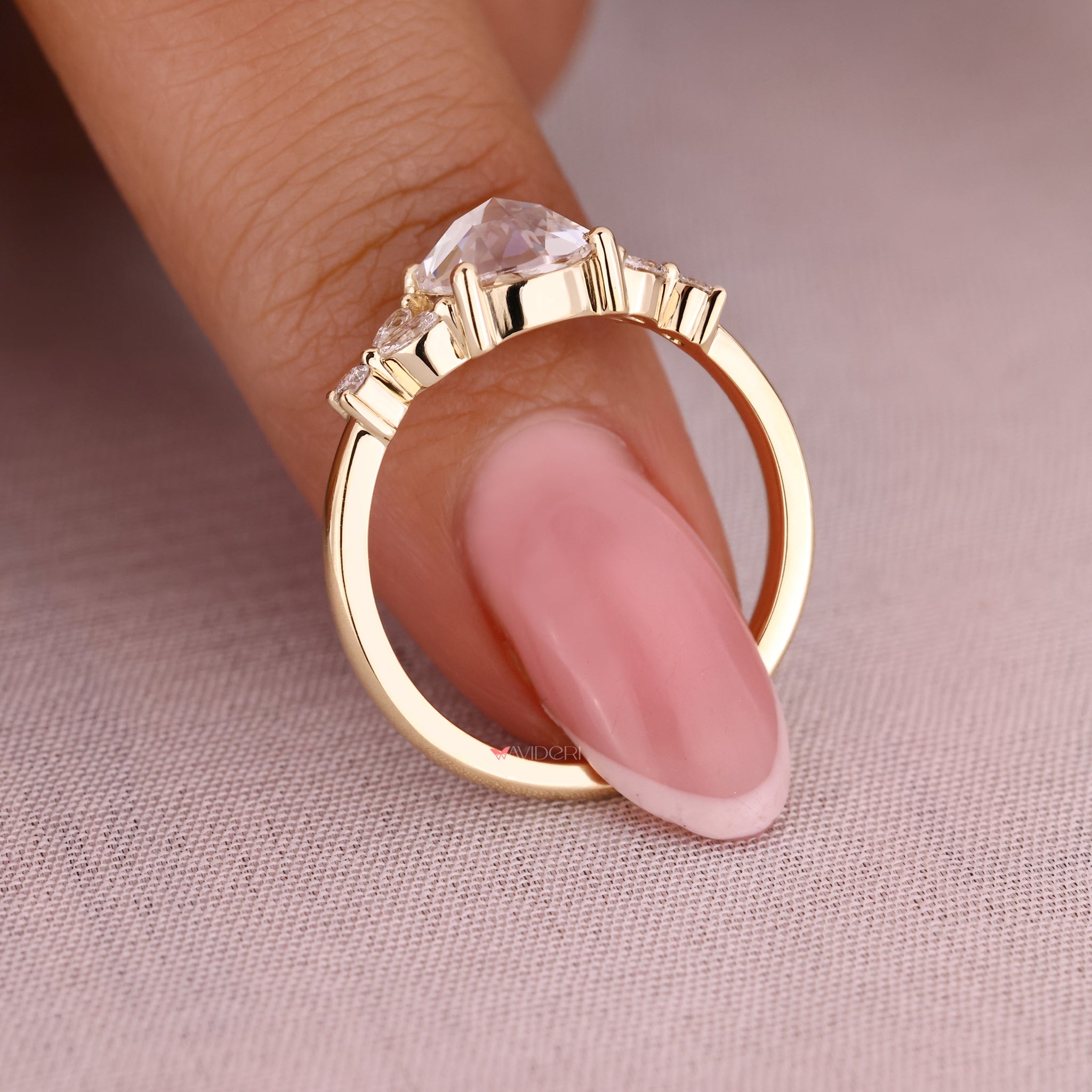 Marquise diamond ring with a stunning rose cut design for extra sparkle.