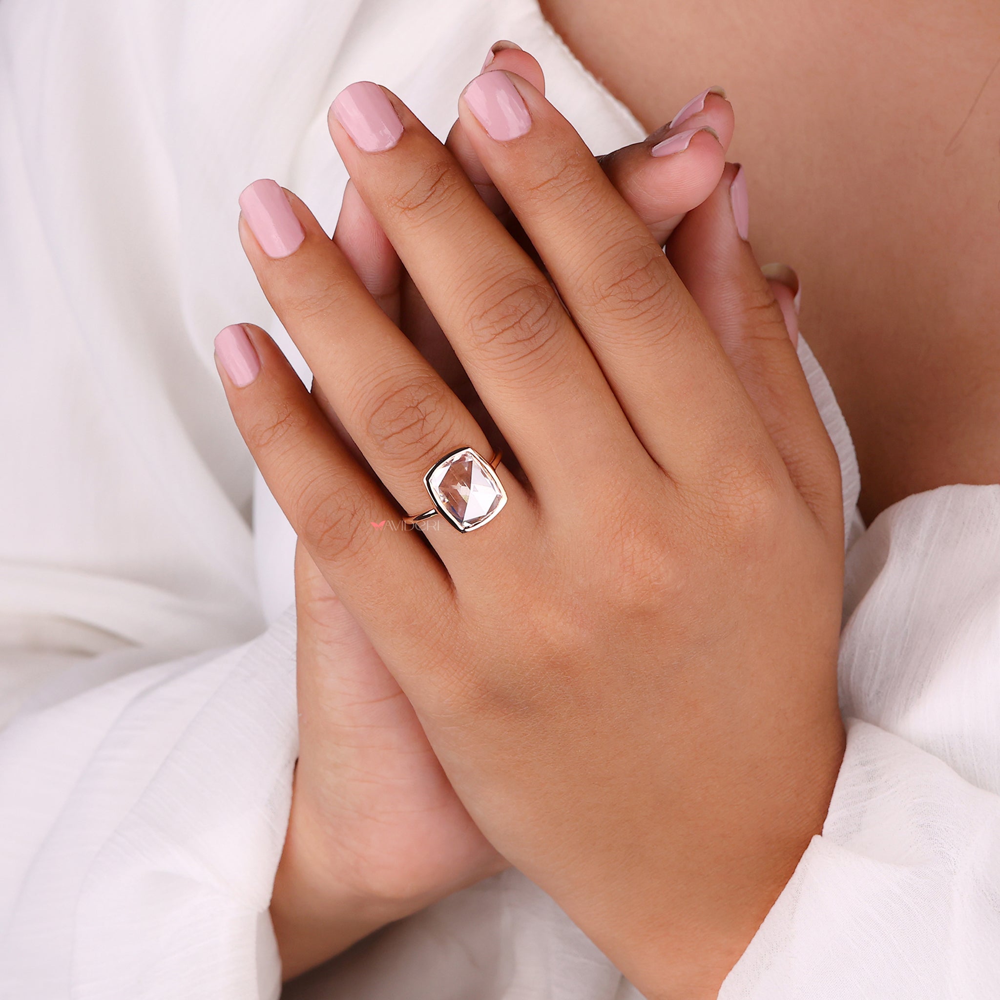Turn heads with a rose cut ring known for its subtle shine and classic appeal.
