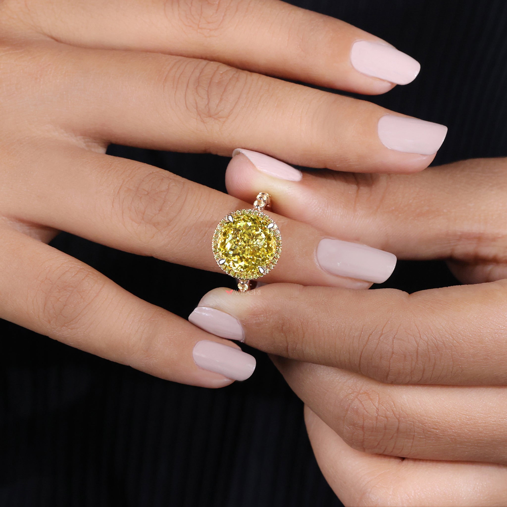 Halo ring, pave band ring, pave ring.