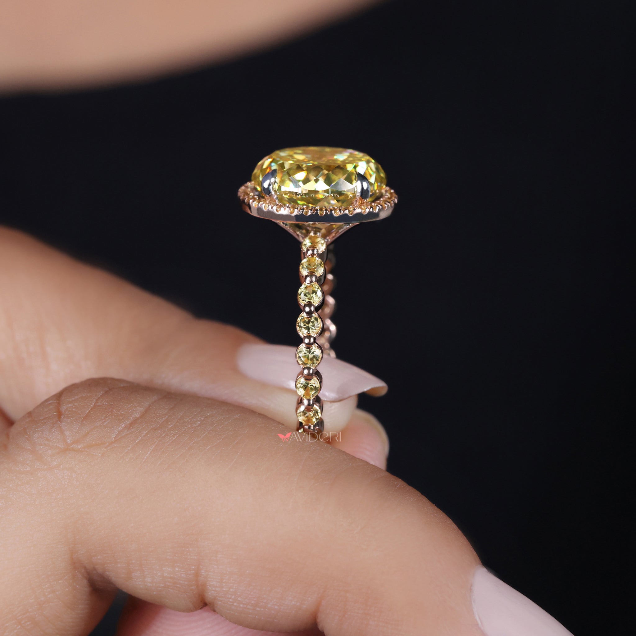Shared prong ring, moissanite engagement ring, moissanite gold ring.