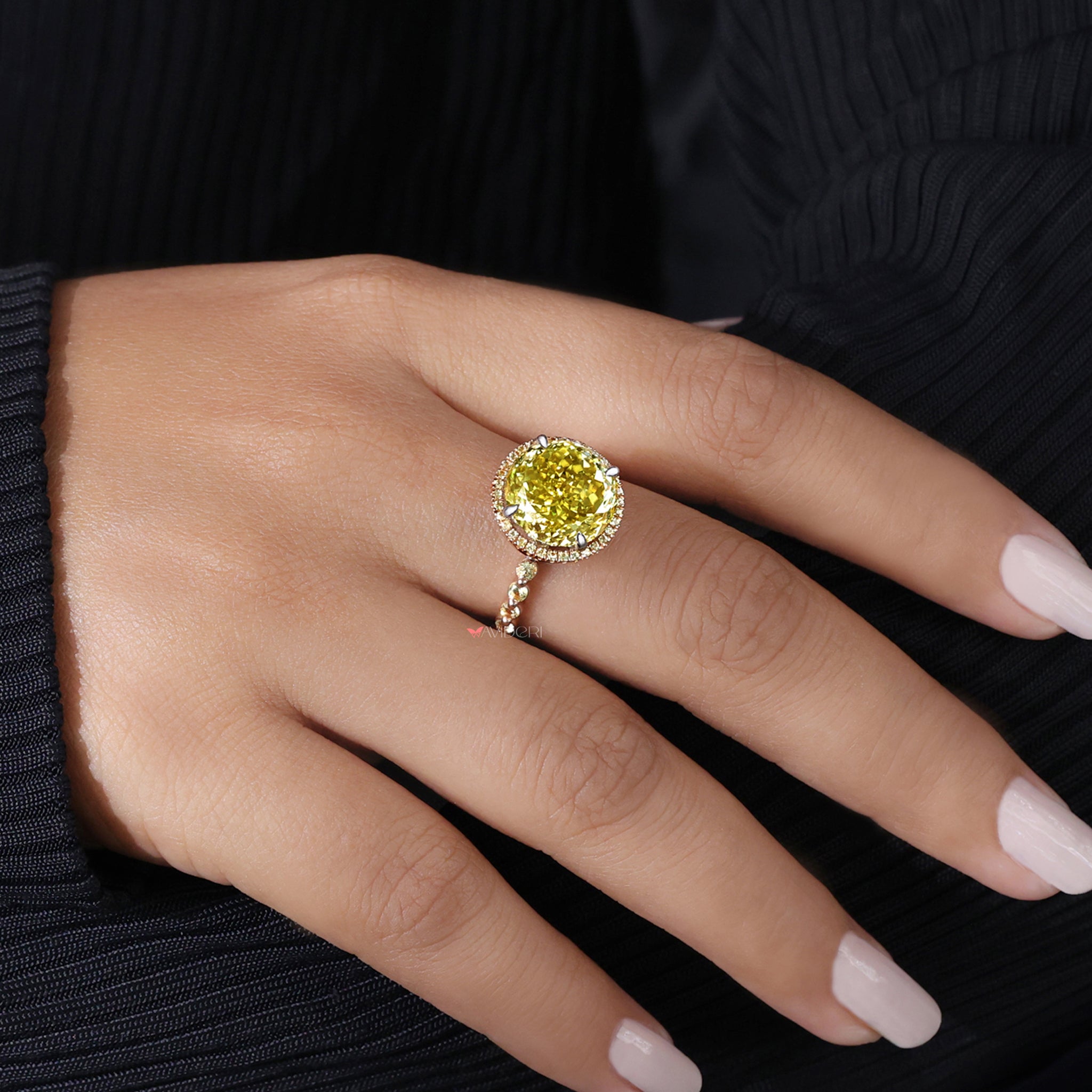 Round cut ring, pave ring, handmade jewelry.