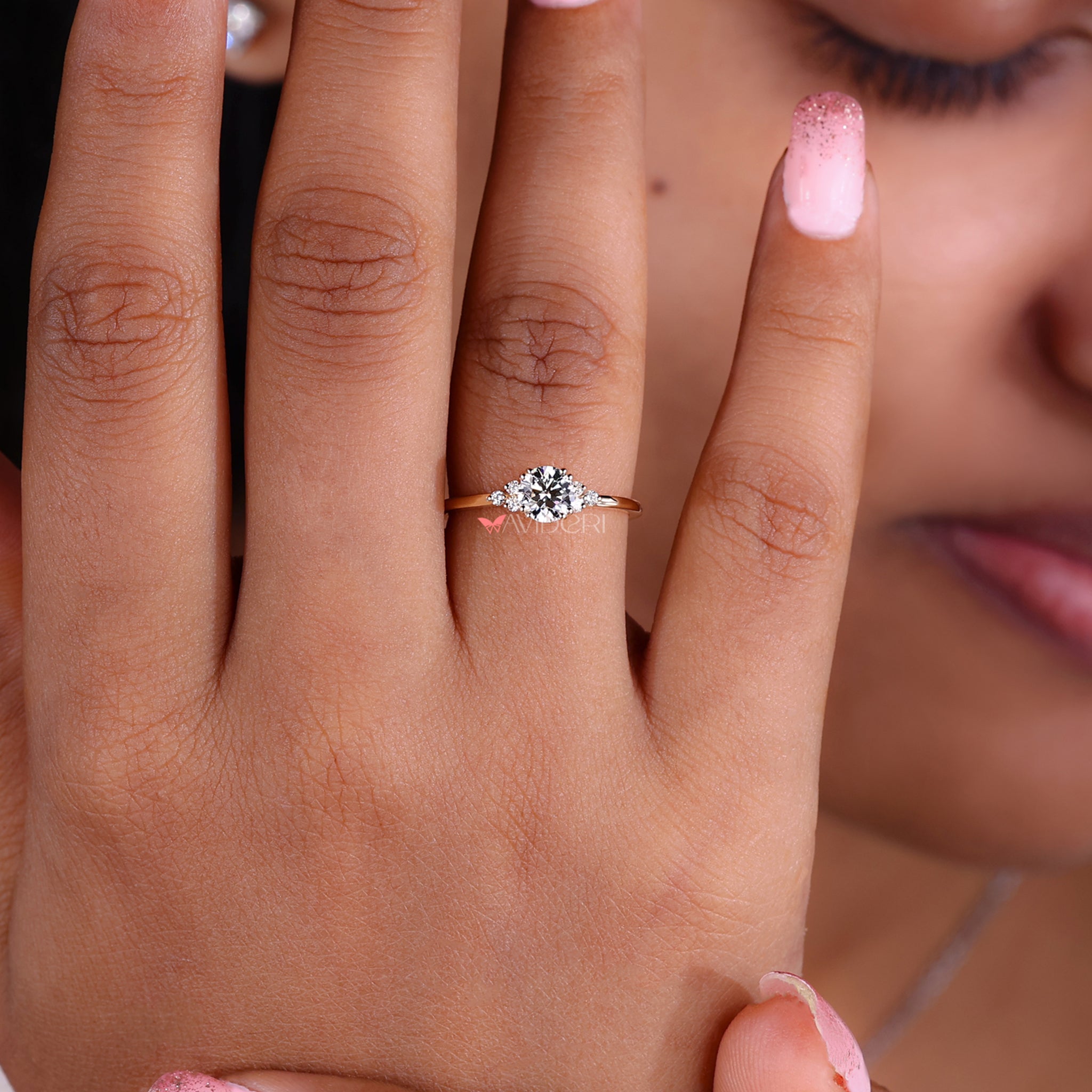 Round diamond engagement ring in Muse Setting showcasing lab grown diamond ring for a sustainable and timeless style.
