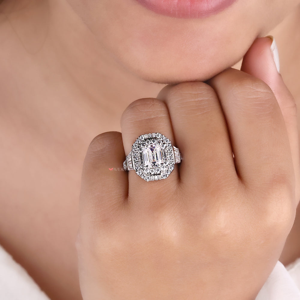 Round cut ring, bar setting ring, moissanite wedding ring
