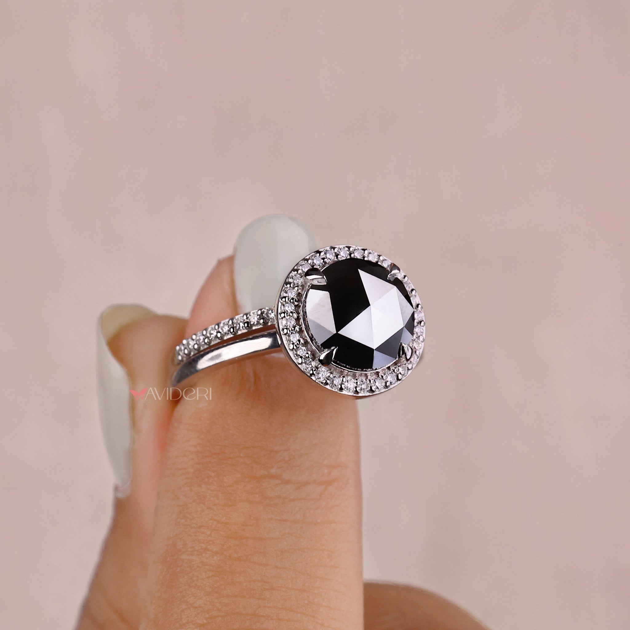 Rose cut ring with a stunning round rose cut moissanite engagement ring.