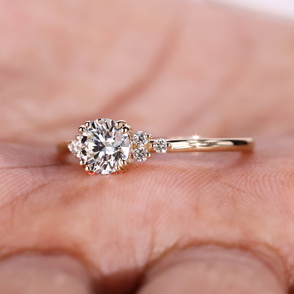 Lab diamond engagement ring with seven diamond ring design, crafted with precision using handmade ring techniques.
