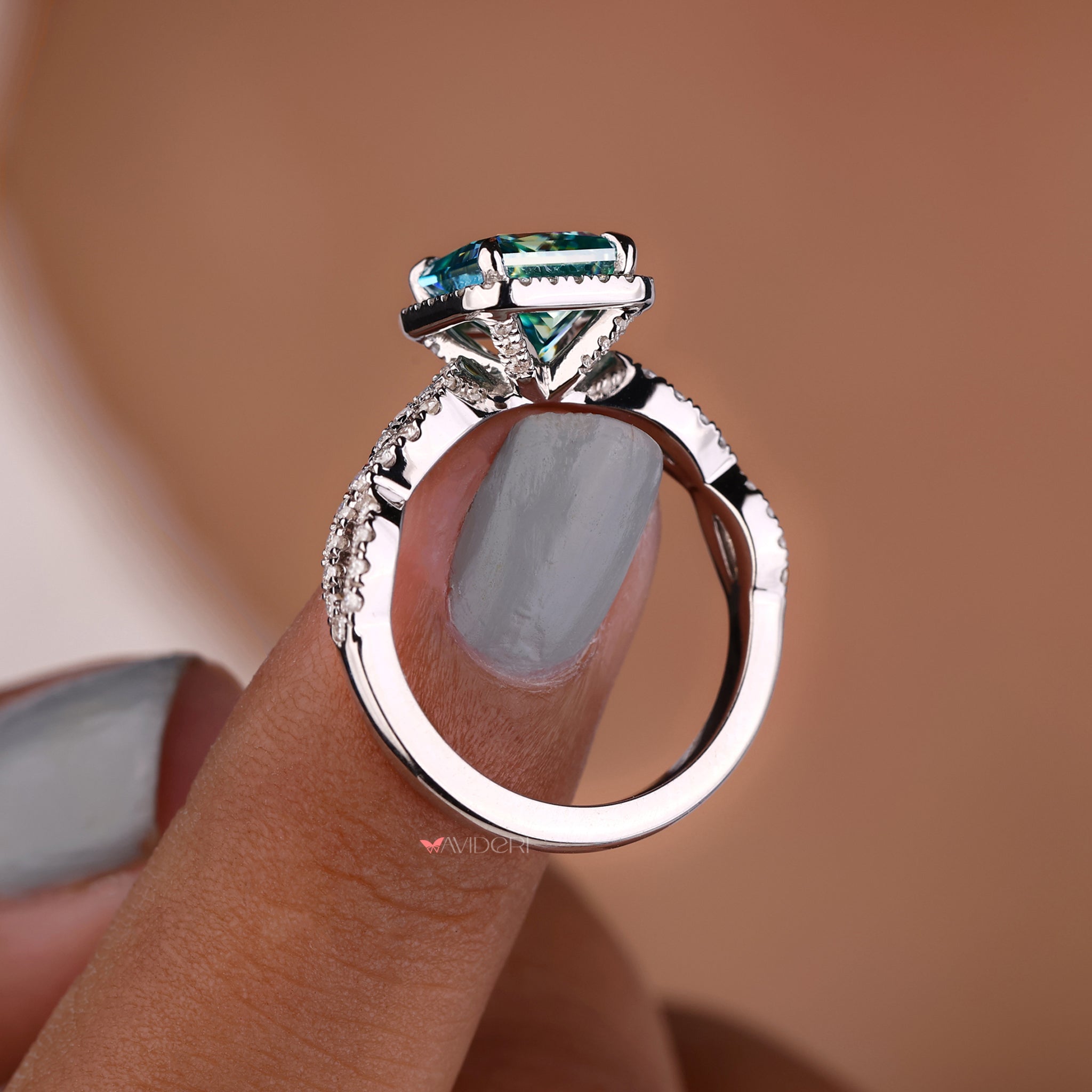 Twisted pave engagement ring with a unique and elegant twist.
