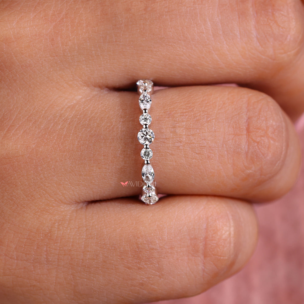 Marquise eternity band with stunning diamond arrangement.
