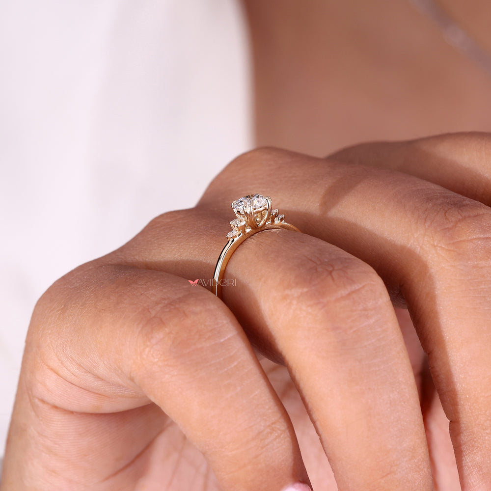 Muse Ring with round brilliant cut lab created diamonds offering unparalleled sparkle and elegance in an ethical design.
