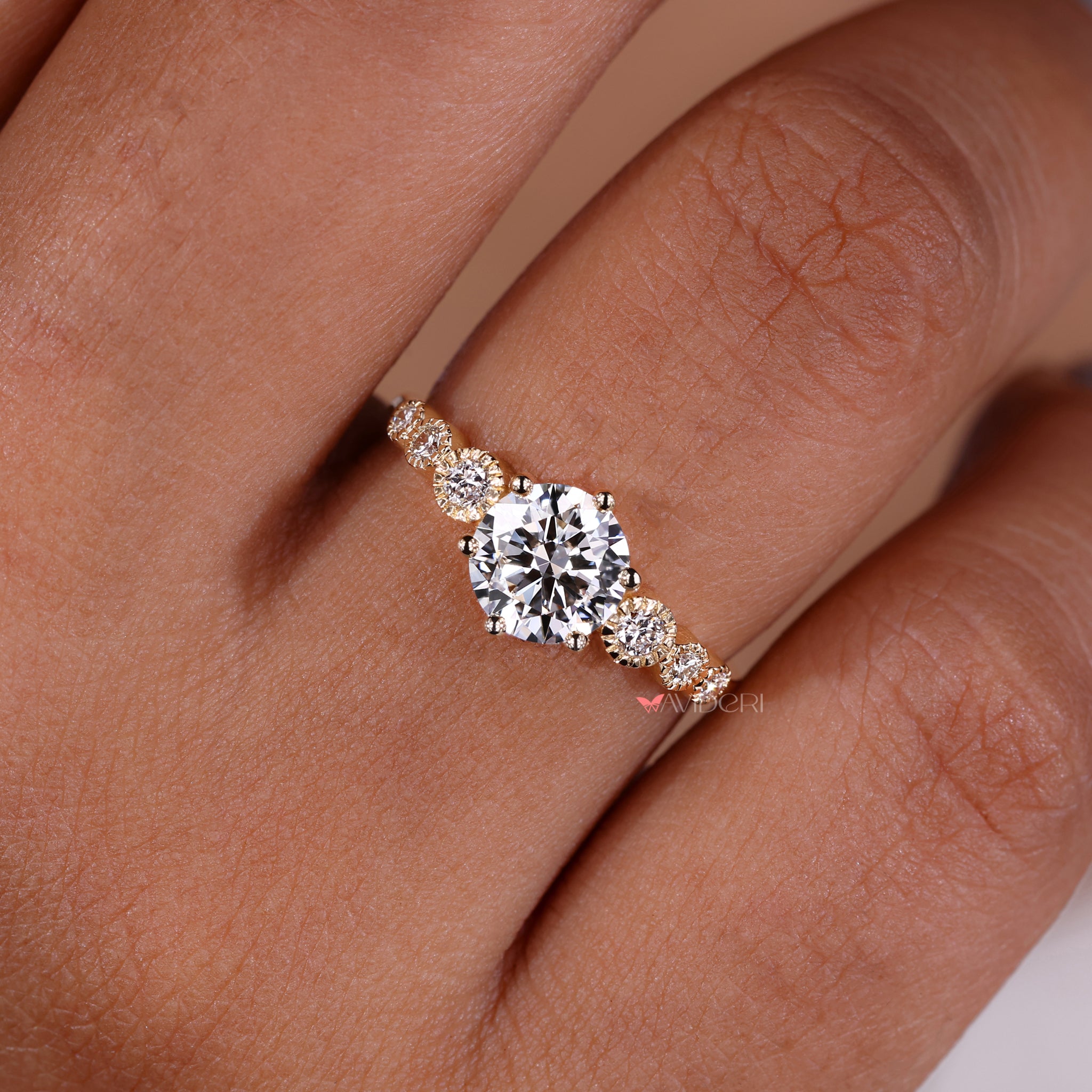 Beautiful 7 stone diamond ring with a round cut engagement ring design crafted for sophistication and brilliance.
