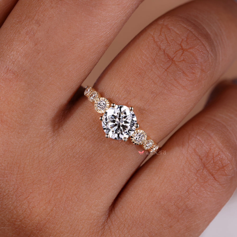 Beautiful 7 stone diamond ring with a round cut engagement ring design crafted for sophistication and brilliance.
