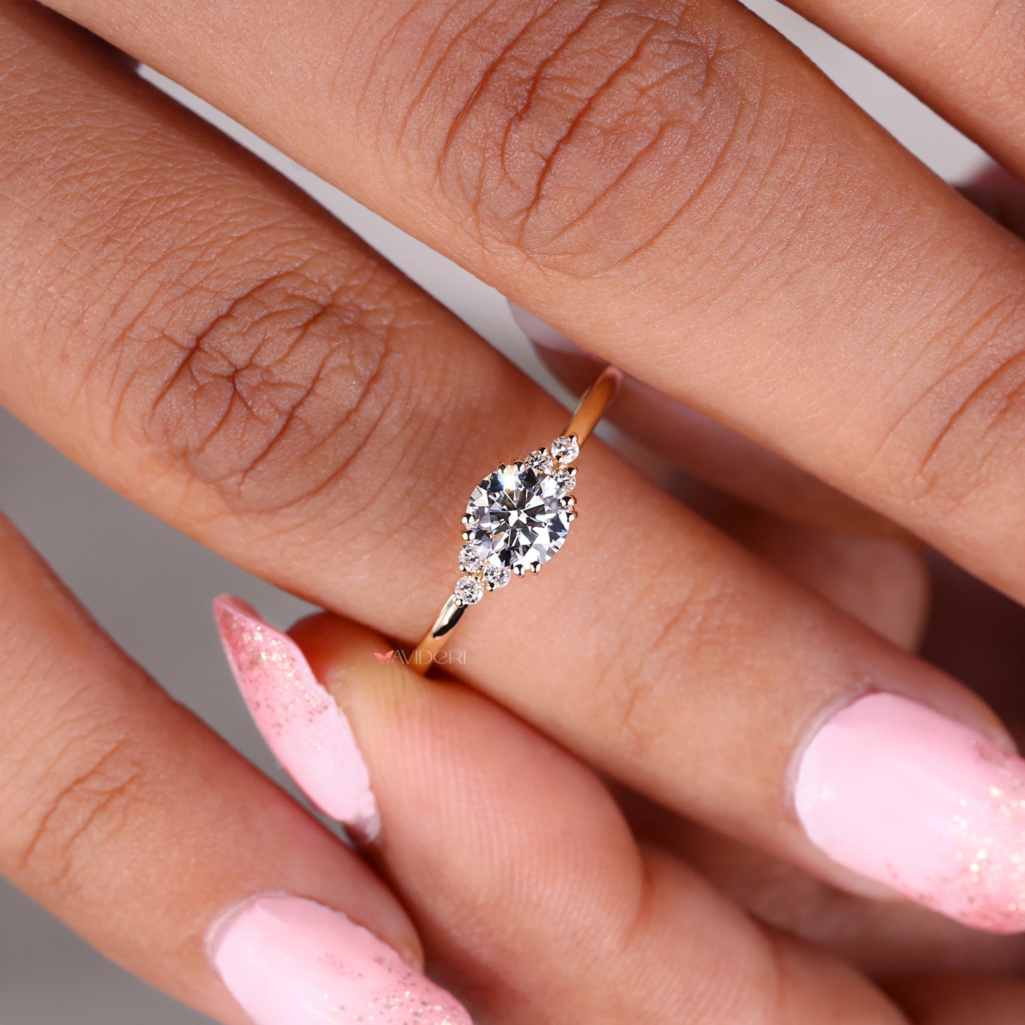 Lab Grown Diamond in a round diamond ring setting with stunning handmade jewelry craftsmanship for everyday elegance.
