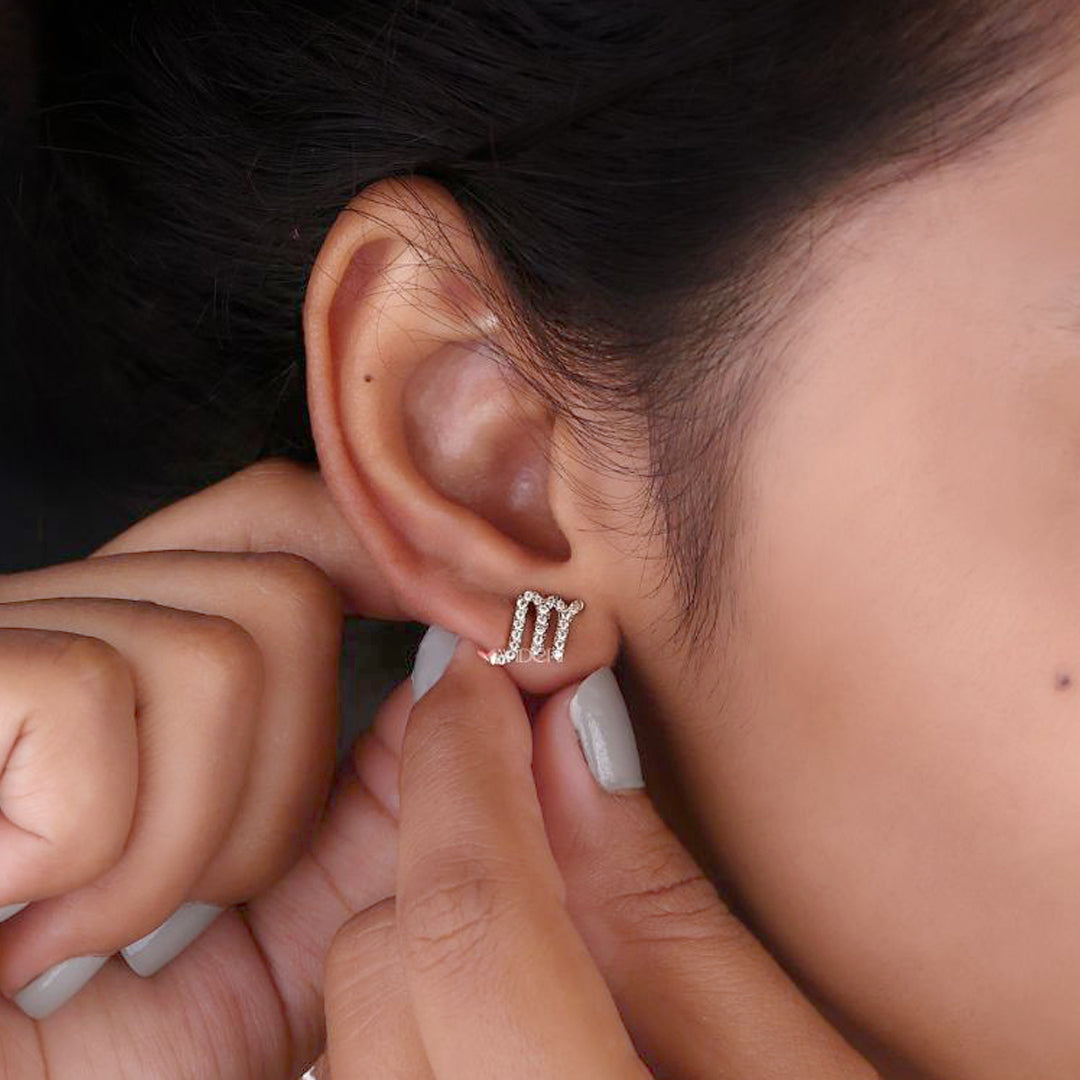Lab Grown Diamond earrings with zodiac-inspired design
