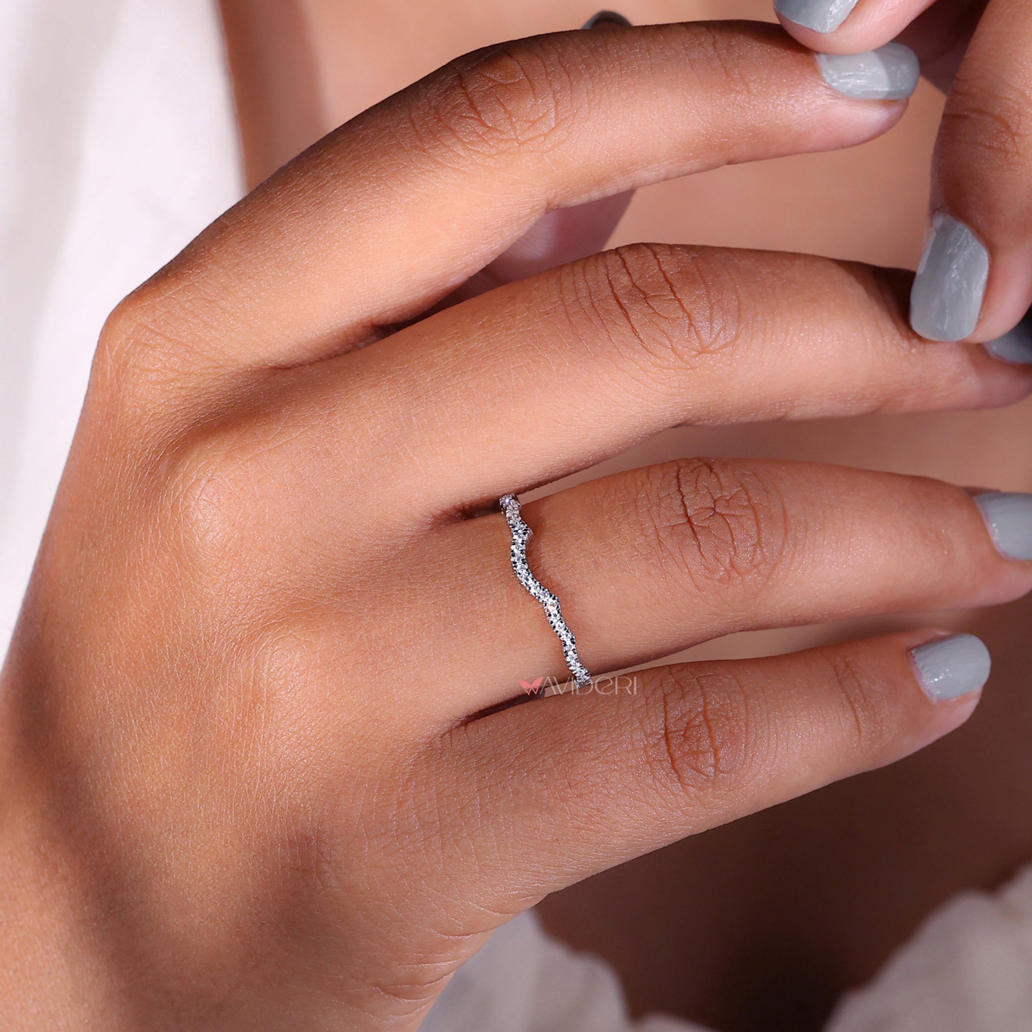 White gold band with a sleek and modern look.
