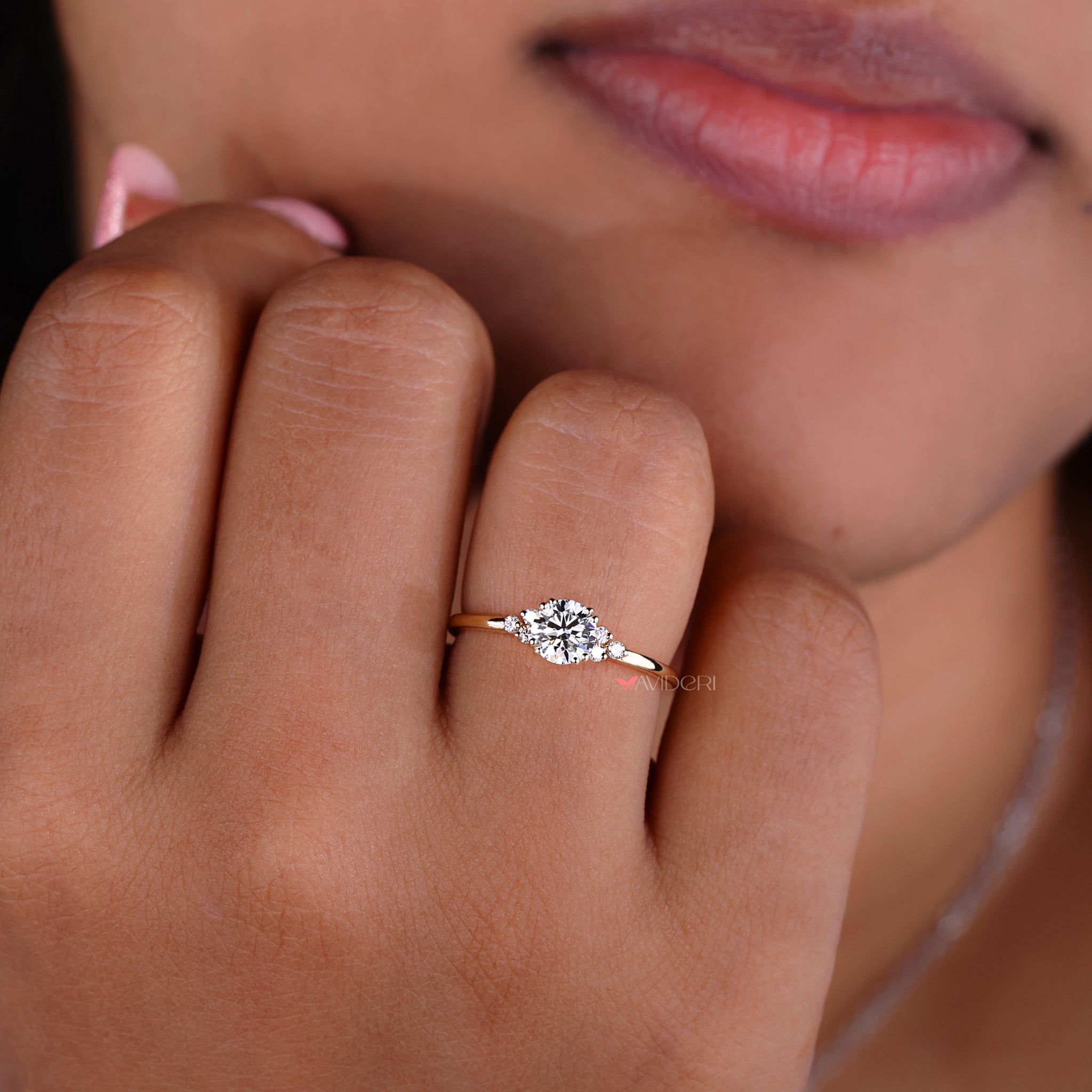 Seven diamond ring with igi certified lab grown diamonds in a handcrafted Muse Ring design for sustainable brilliance.
