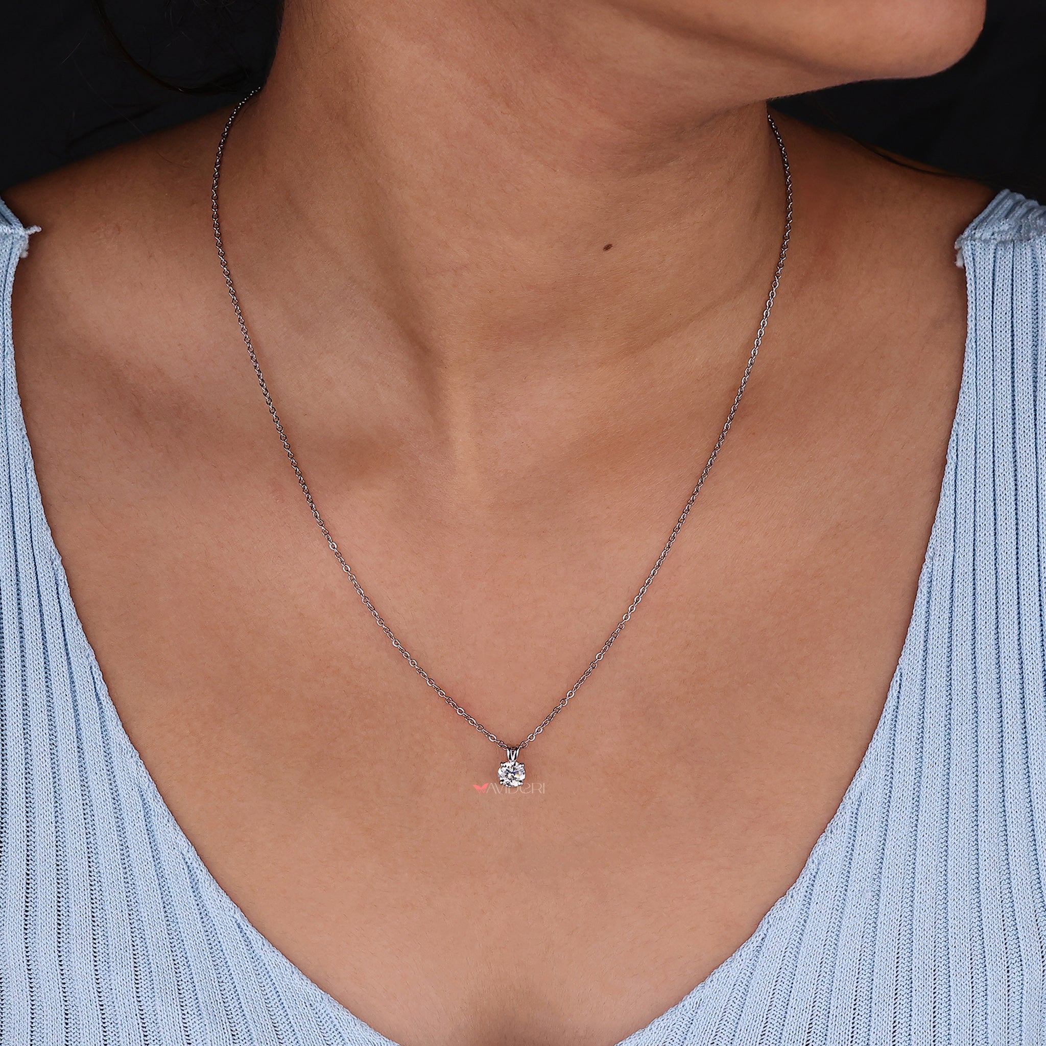 Handmade pendant with prong setting designed to showcase its brilliant shine.