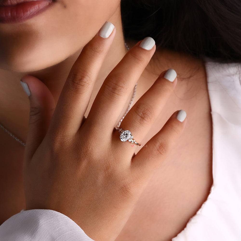 Oval engagement ring showcasing a brilliant center stone.
