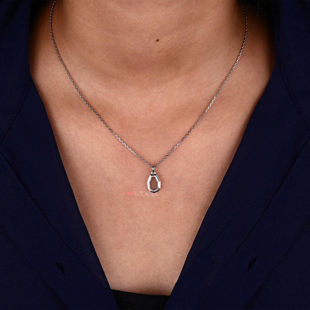 Antique Pear Portrait Cut Moissanite Pendant, offering exquisite craftsmanship and brilliant shine.