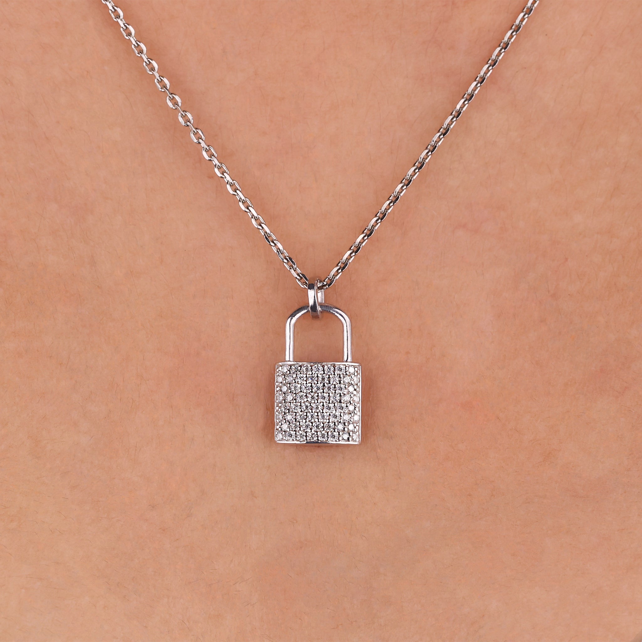 Solid white gold pendant with a polished, luxurious look.