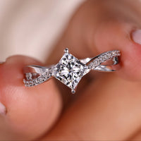 Princess Cut Diamond Ring - Twisted Pave Style