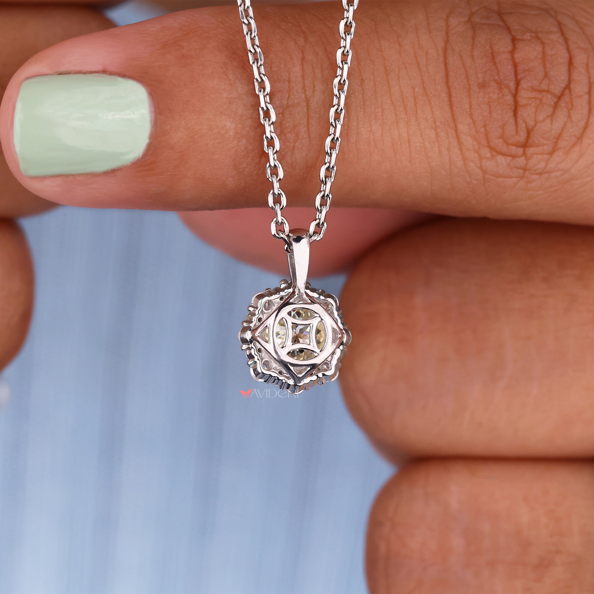 White gold pendant with a sleek and polished finish.