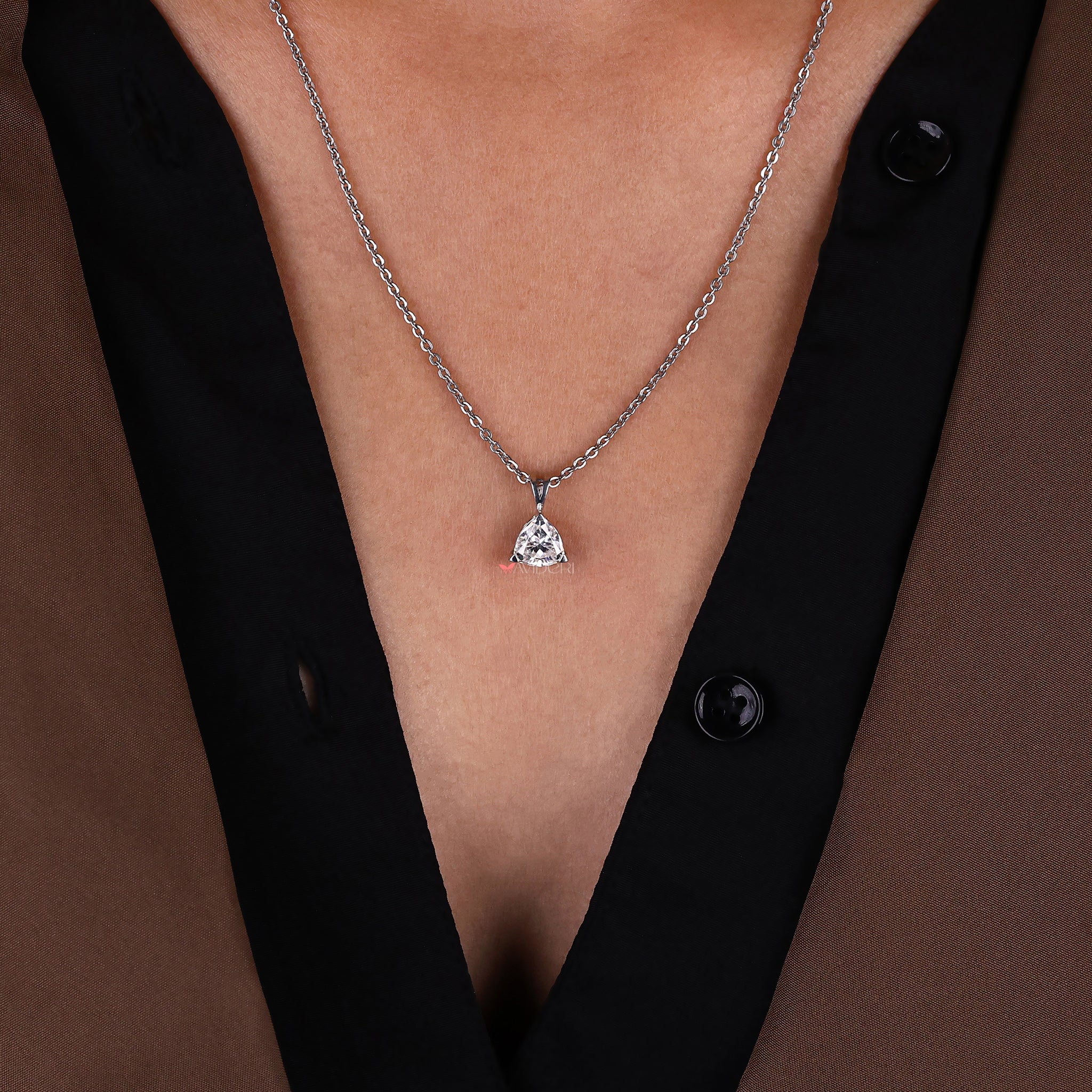 Trillion Cut Moissanite Pendant featuring a brilliant cut, radiating exceptional sparkle and elegance.