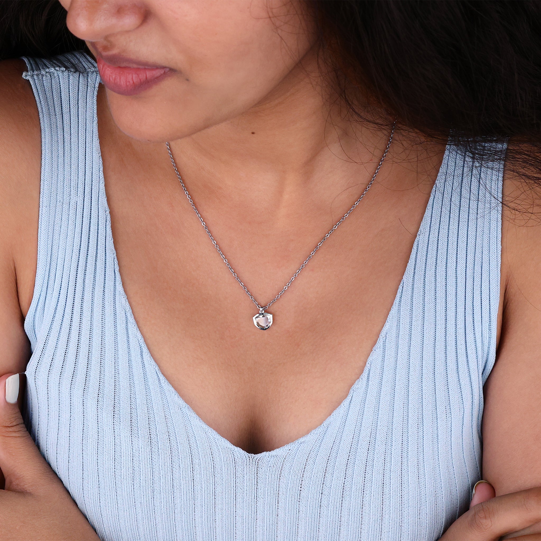 White Gold Pendant, crafted in white gold for a sleek and elegant finish.