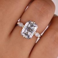 Two Tone Engagement Ring - Criss Cut Moissanite