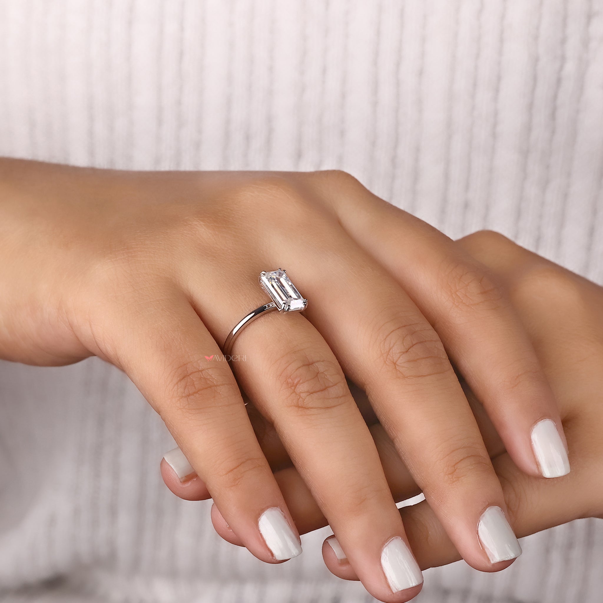 Emerald Cut Engagement Ring In Solitaire Style