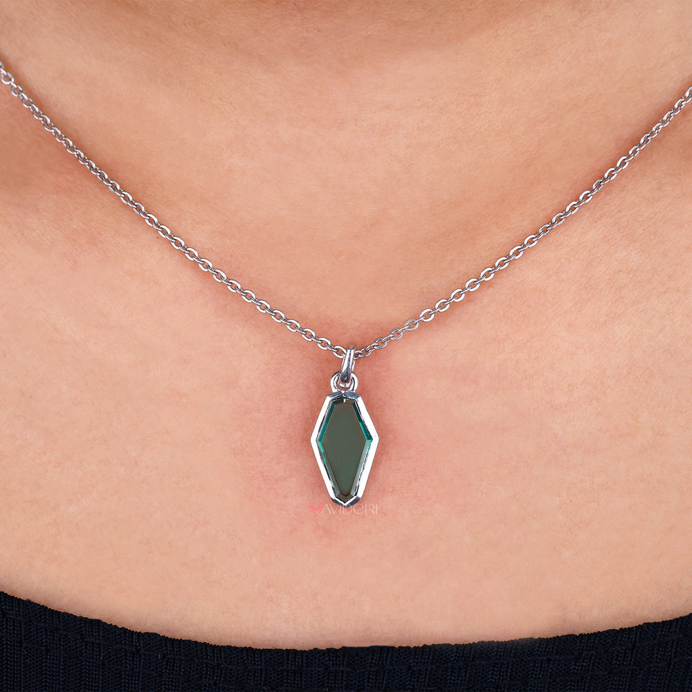 Portrait Cut Coffin Moissanite Pendant blends vintage design with stunning brilliance.