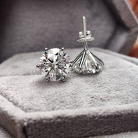 Six Prong Round Stud Earrings
