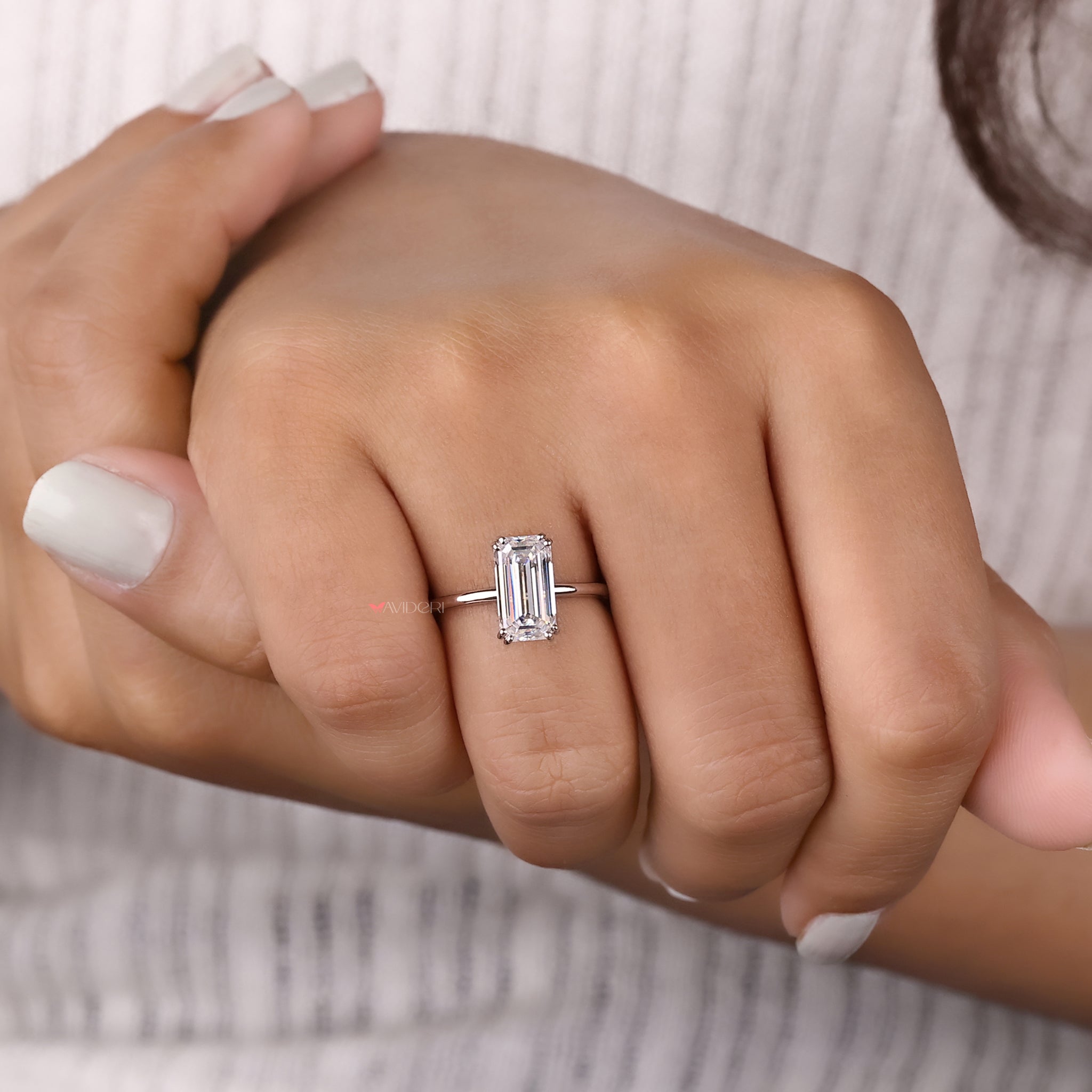 Emerald Cut Engagement Ring In Solitaire Style