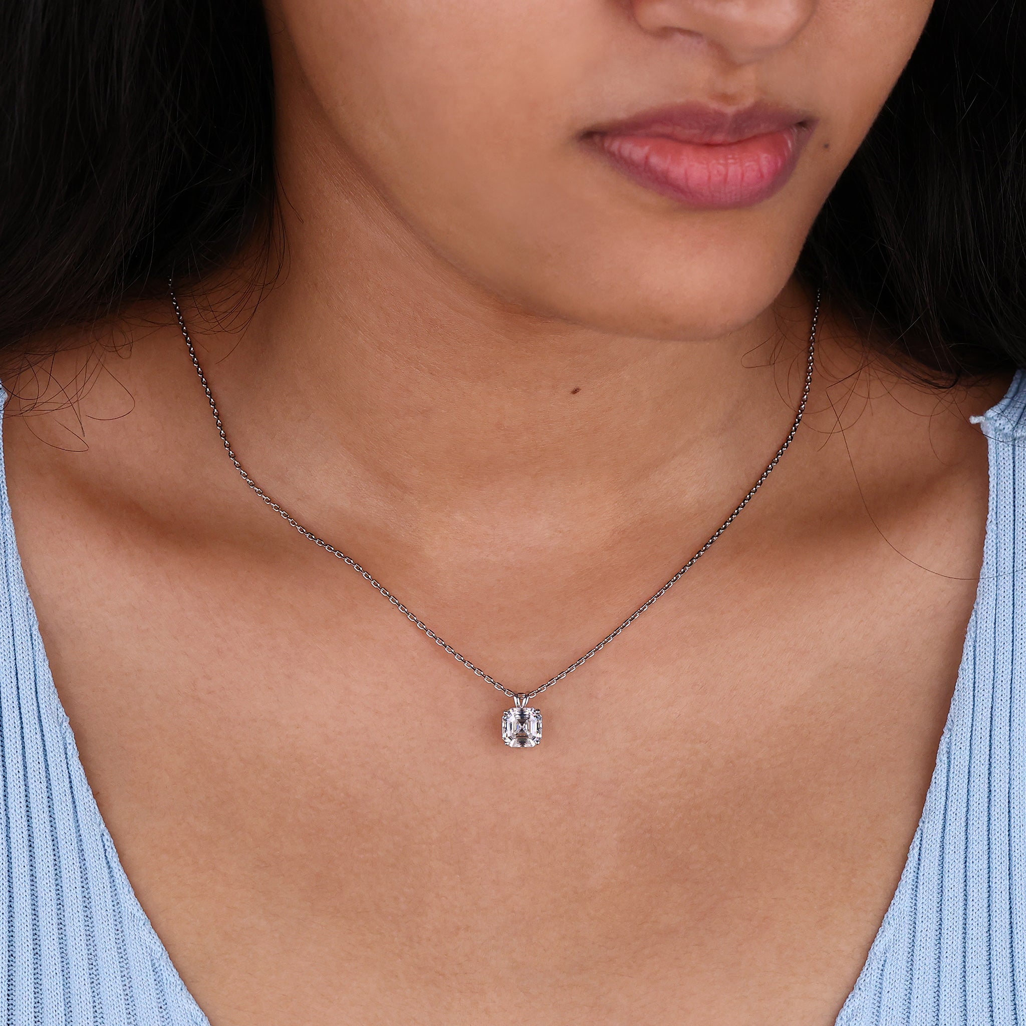 Moissanite solitaire pendant with a brilliant shine.