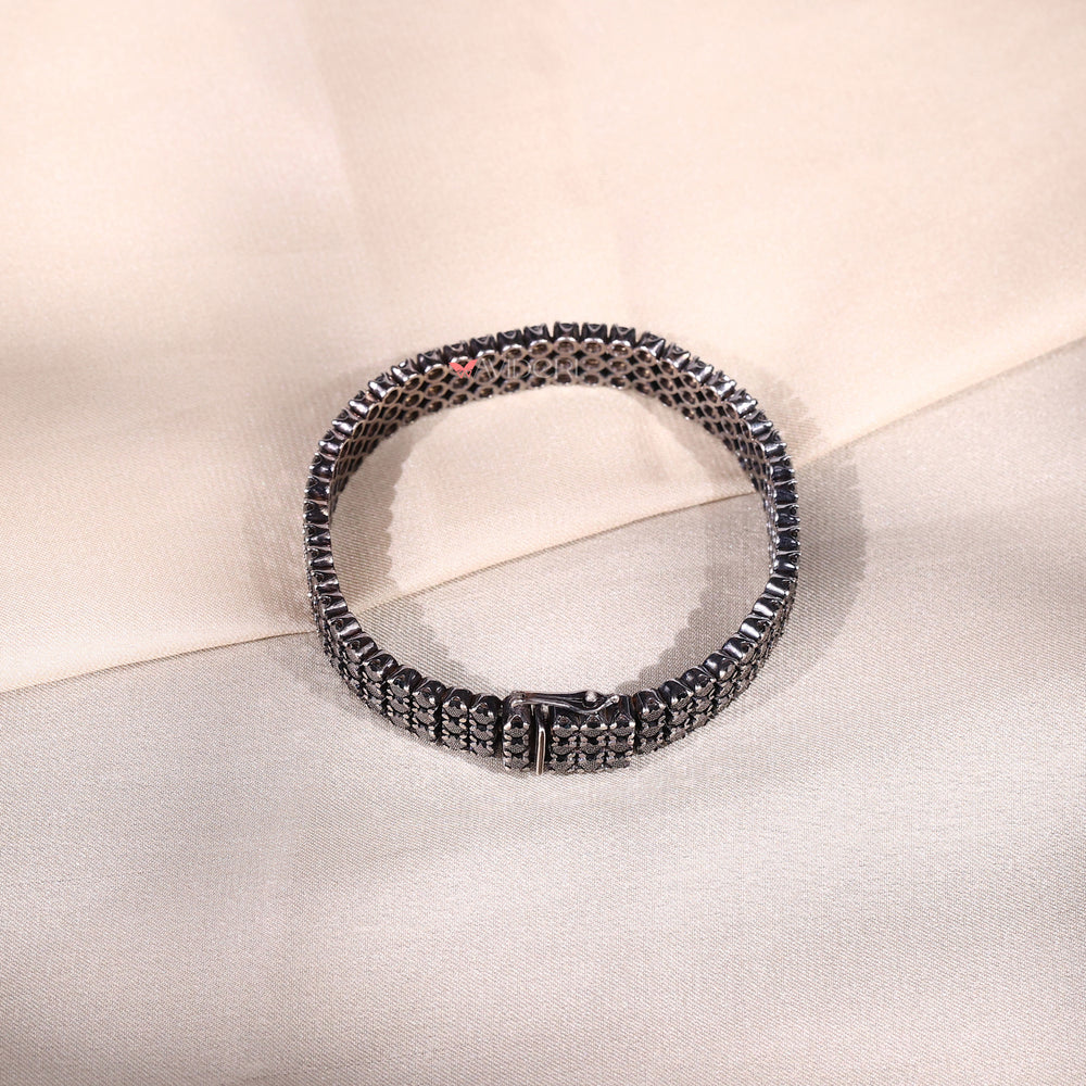 Black Tennis Bracelet custom bracelets Three Row bracelet handmade jewelry
