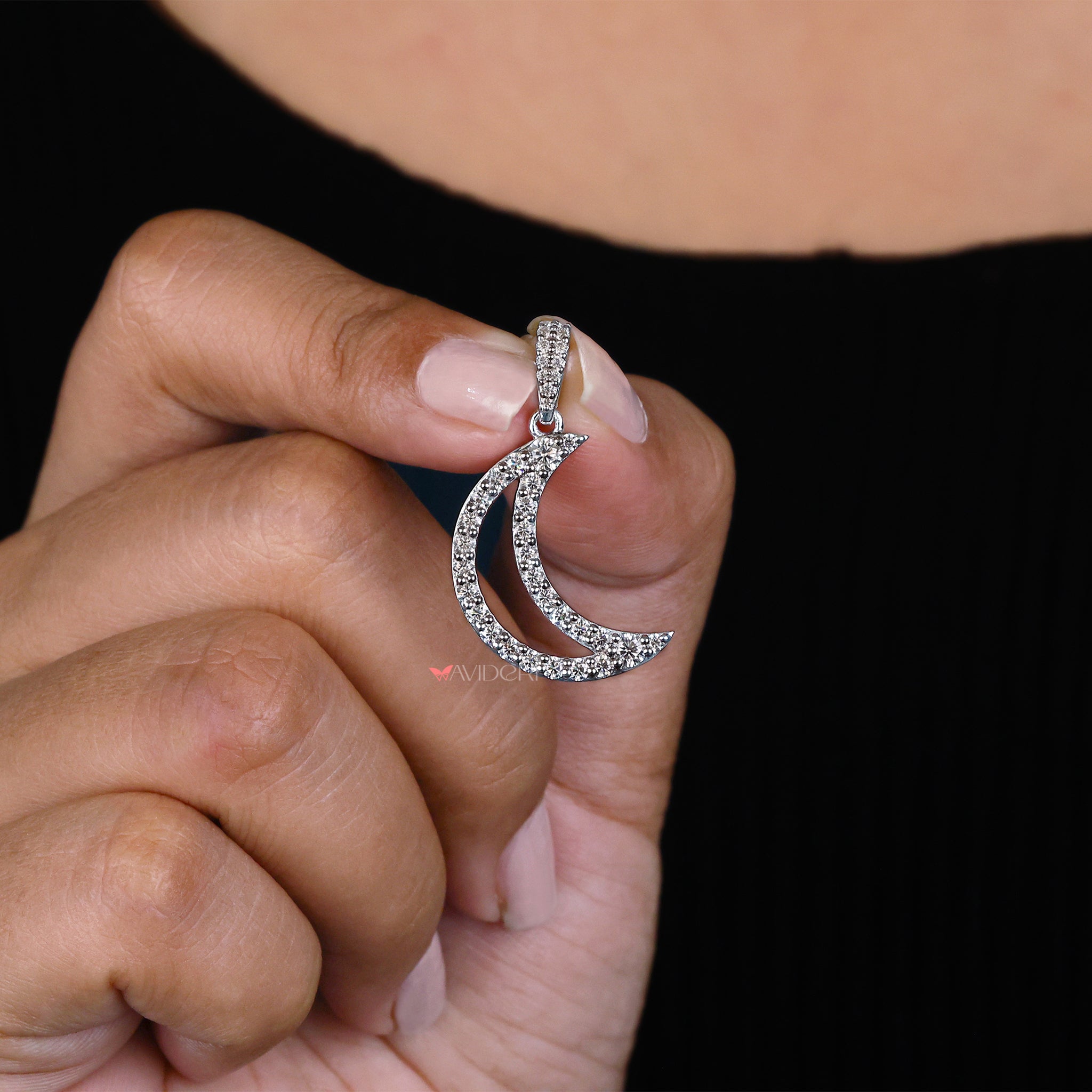 Gold half moon pendant adds warmth and elegance to any jewelry collection.