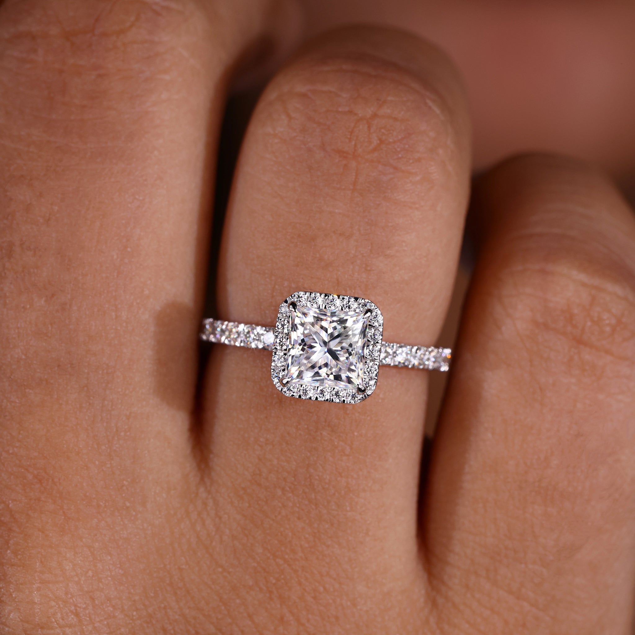 4 prong pave engagement ring setting featuring delicate details.
