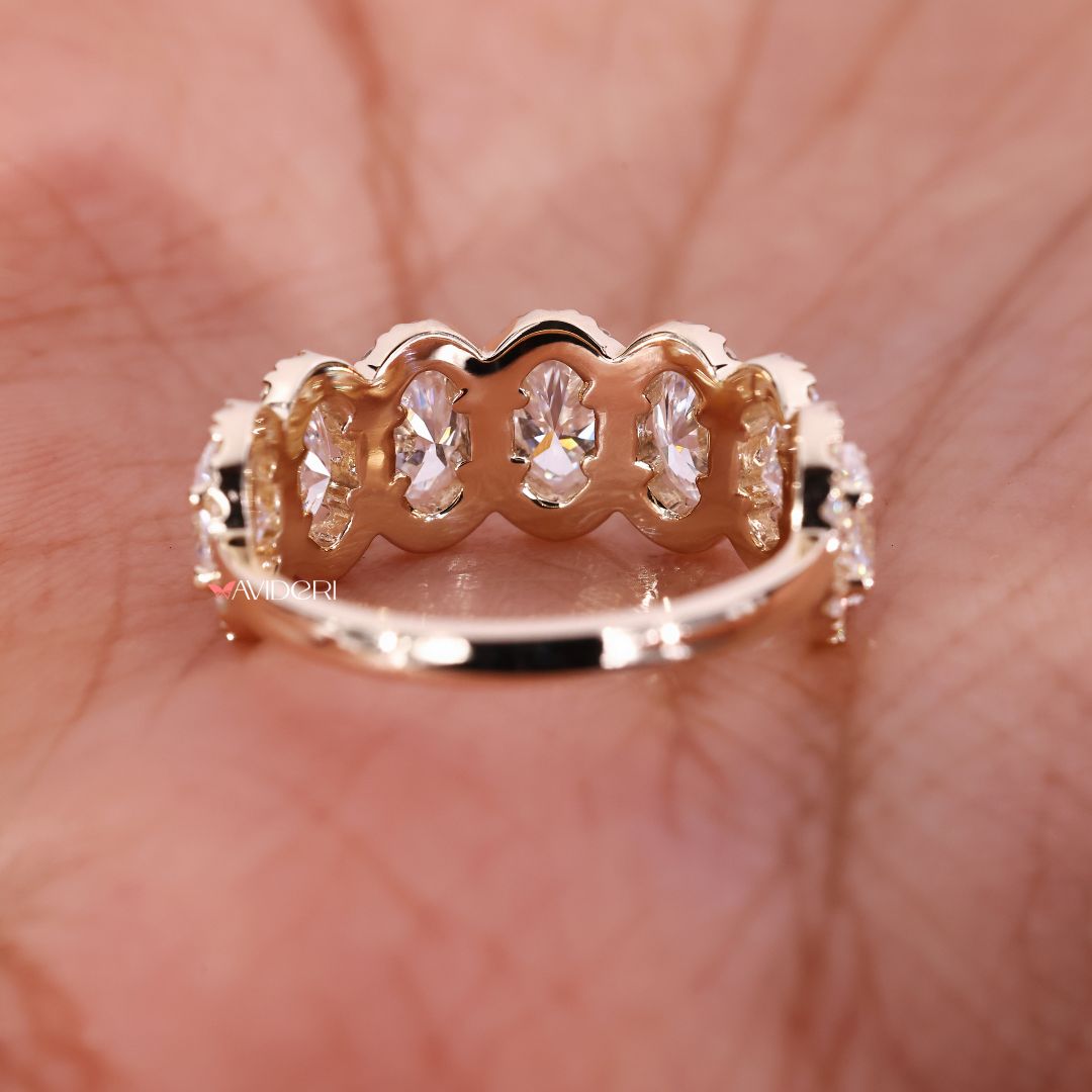 Yellow gold wedding band with Lab Grown Diamonds.