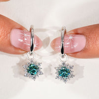 Dangle Hoop Earrings With Round Moissanite