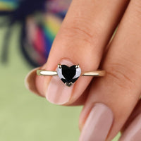 Black Heart Cut Engagement Ring – Solitaire Style