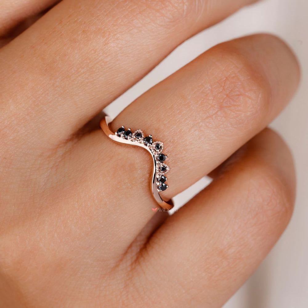 Stackable wedding band with minimalist style.